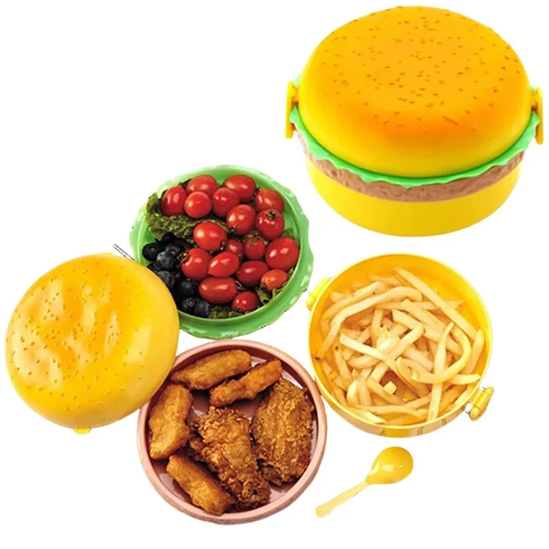 Hamburger Shaped Kids Lunch Box | Portable Multi-Layer Food Container for School & Travel - Image 4