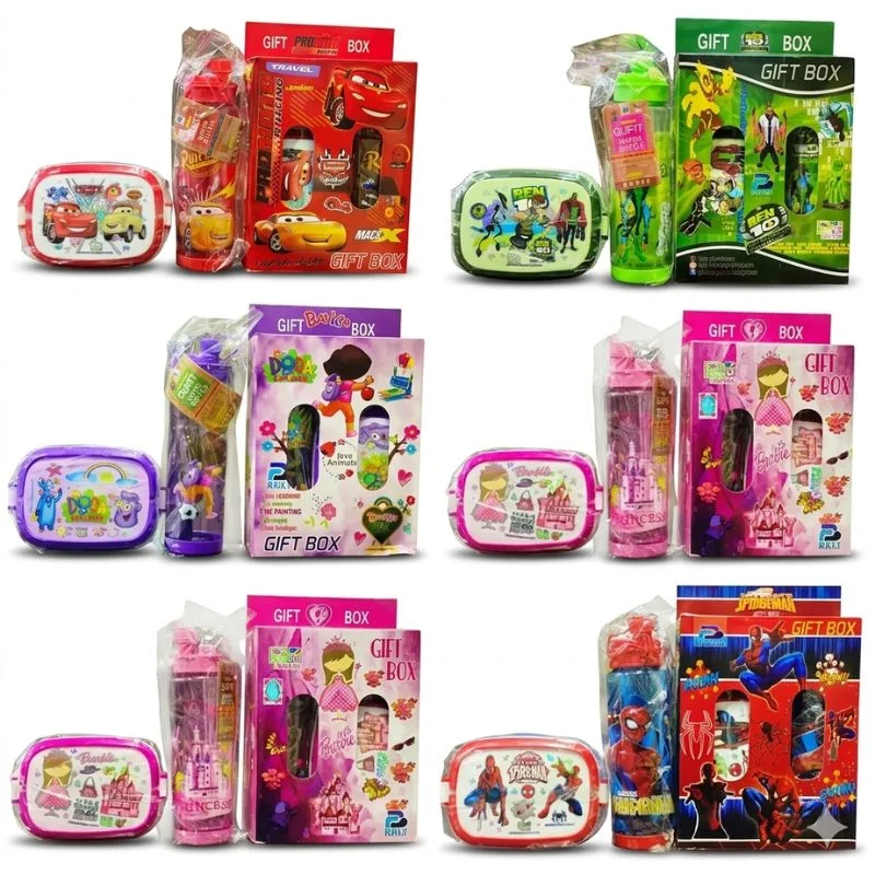 2-in-1 Kids Lunch Box & Water Bottle Set | School Combo Gift Pack with Bottle & Lunch Box | Multiple Cartoon Characters - Image 3
