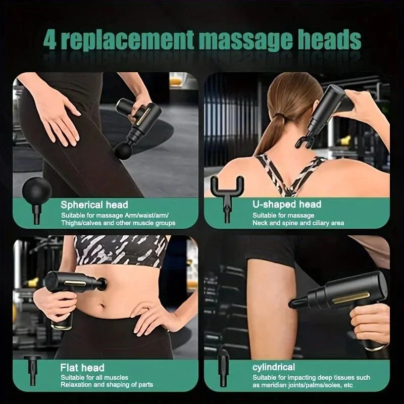 Deep Tissue Muscle Massage Gun | Fascia Relaxation Massage Gun with 6 Speed Levels & 4 Massage Heads | Random Color - Image 9