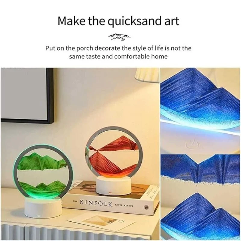 3D Moving Sand Art LED Lamp | Flowing Sandscape Painting Display | USB Decorative Table Lamp for Home & Office | Random Color - Image 4