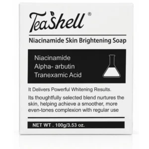 TeaShell Niacinamide Skin Brightening Soap | Face & Body Brightening Bar with Niacinamide, Alpha Arbutin & Tranexamic Acid | Deep Cleansing Formula | For Men & Women | 100g