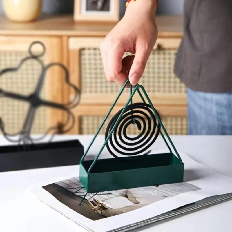 Triangle-Shaped Iron Mosquito Coil Holder | Creative Hanging & Standing Incense Burner | Durable Metal Design | Black | Pack of 1 - Image 5