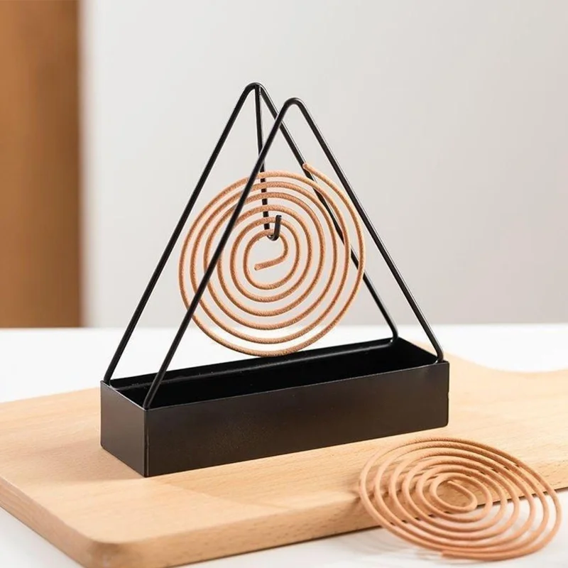 Triangle-Shaped Iron Mosquito Coil Holder | Creative Hanging & Standing Incense Burner | Durable Metal Design | Black | Pack of 1 - Image 6