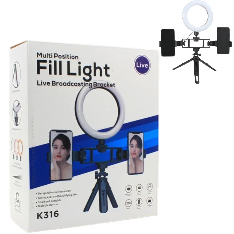6-Inch Multi-Position Fill Light | Selfie Ring Light with Tripod Stand & Phone Holder | 3 Color Modes | USB Powered | Multicolor - Image 3
